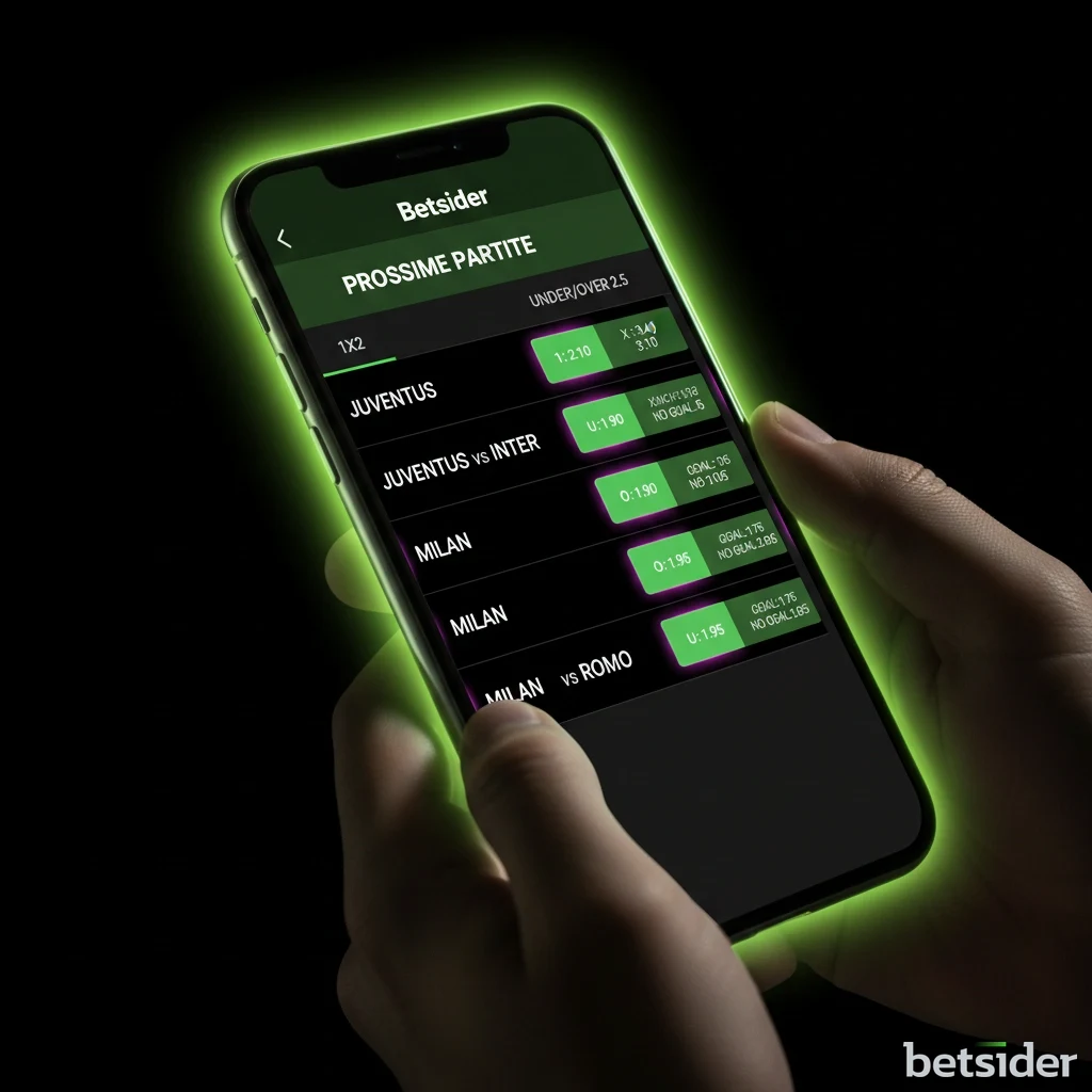 Schermata della sezione scommesse sportive dell'app Betsider che mostra le quote per le partite di calcio di Serie A.