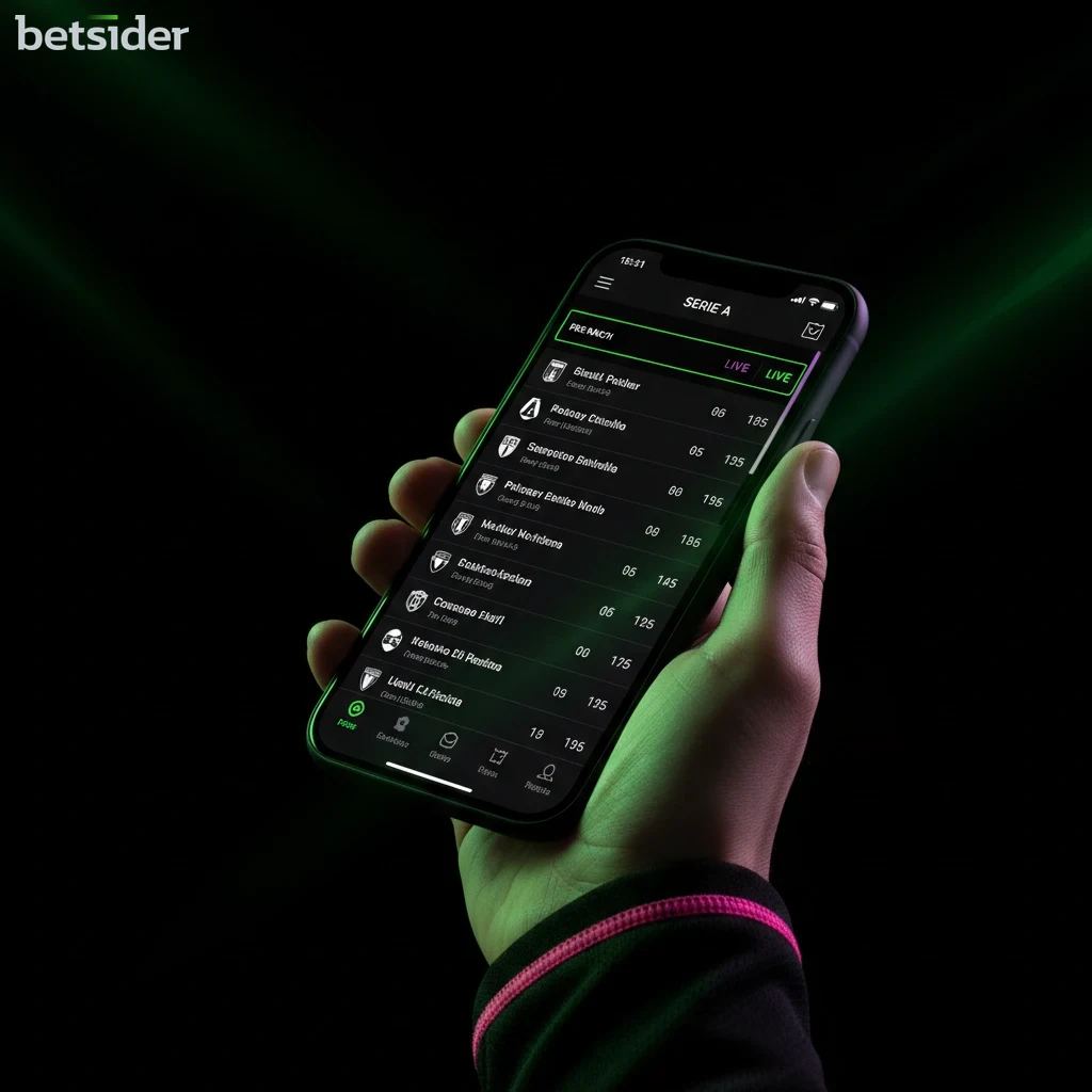 Interfaccia scommesse sull'app Betsider che mostra le quote di Serie A.