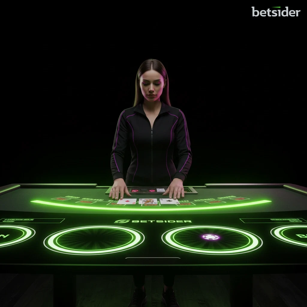 Tavolo da blackjack con carte e fiches che illustra la strategia di gioco su Betsider