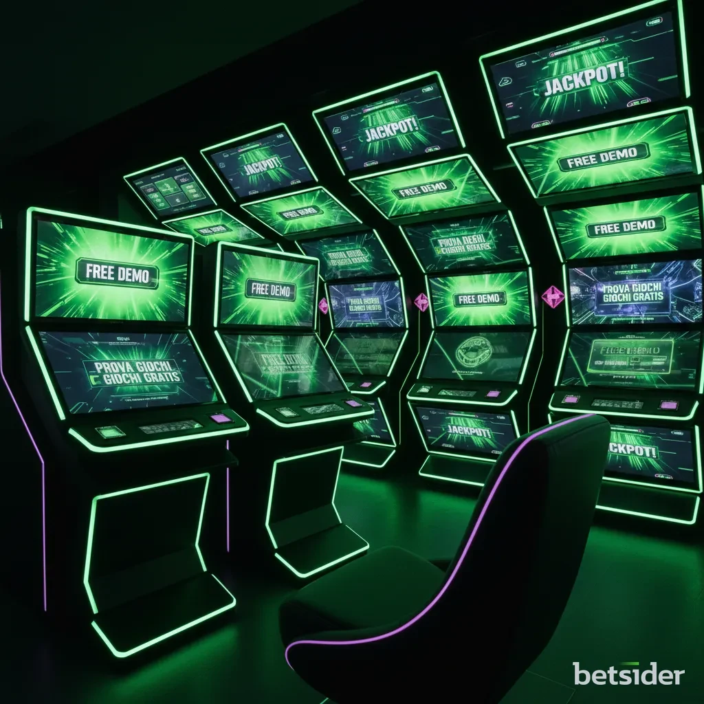 Una griglia di una video slot colorata che mostra diversi simboli e funzioni bonus disponibili su Betsider.