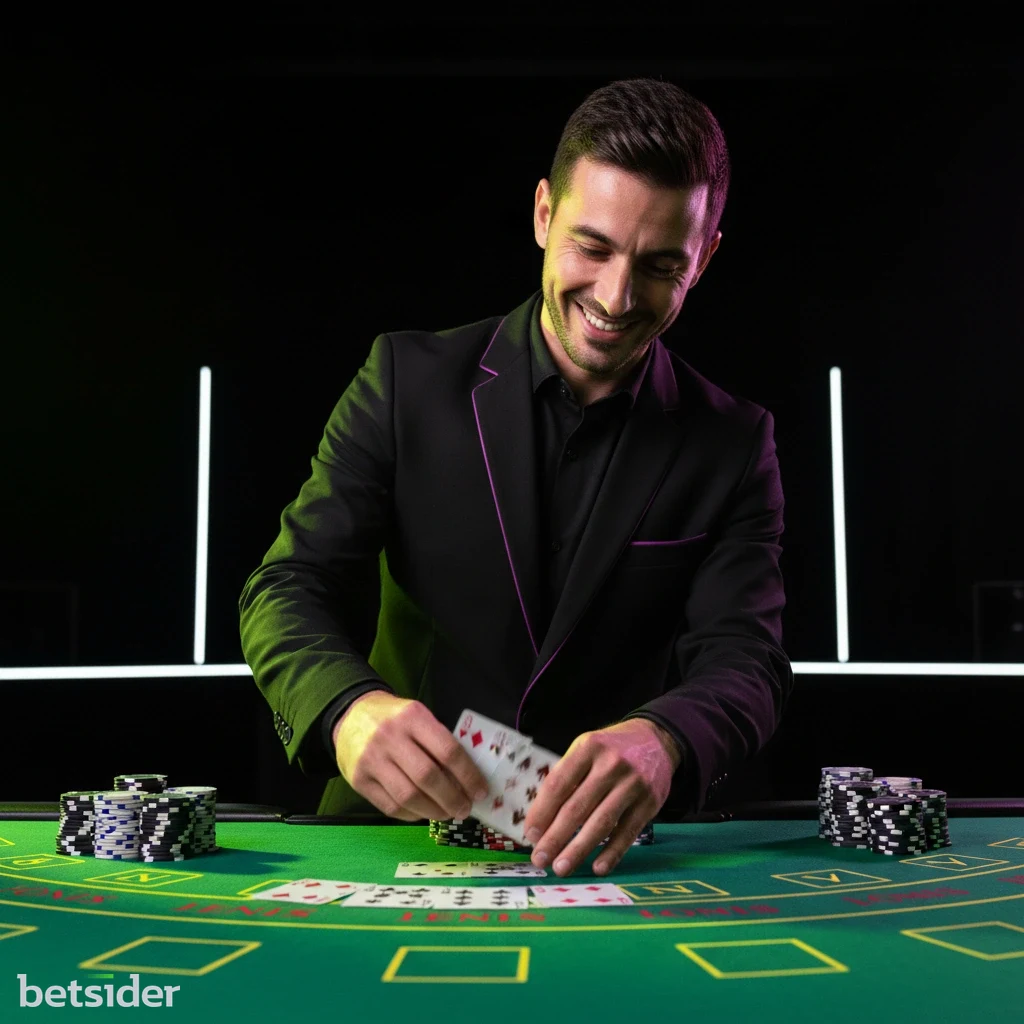 Croupier professionista a un tavolo di blackjack live su Betsider Casino