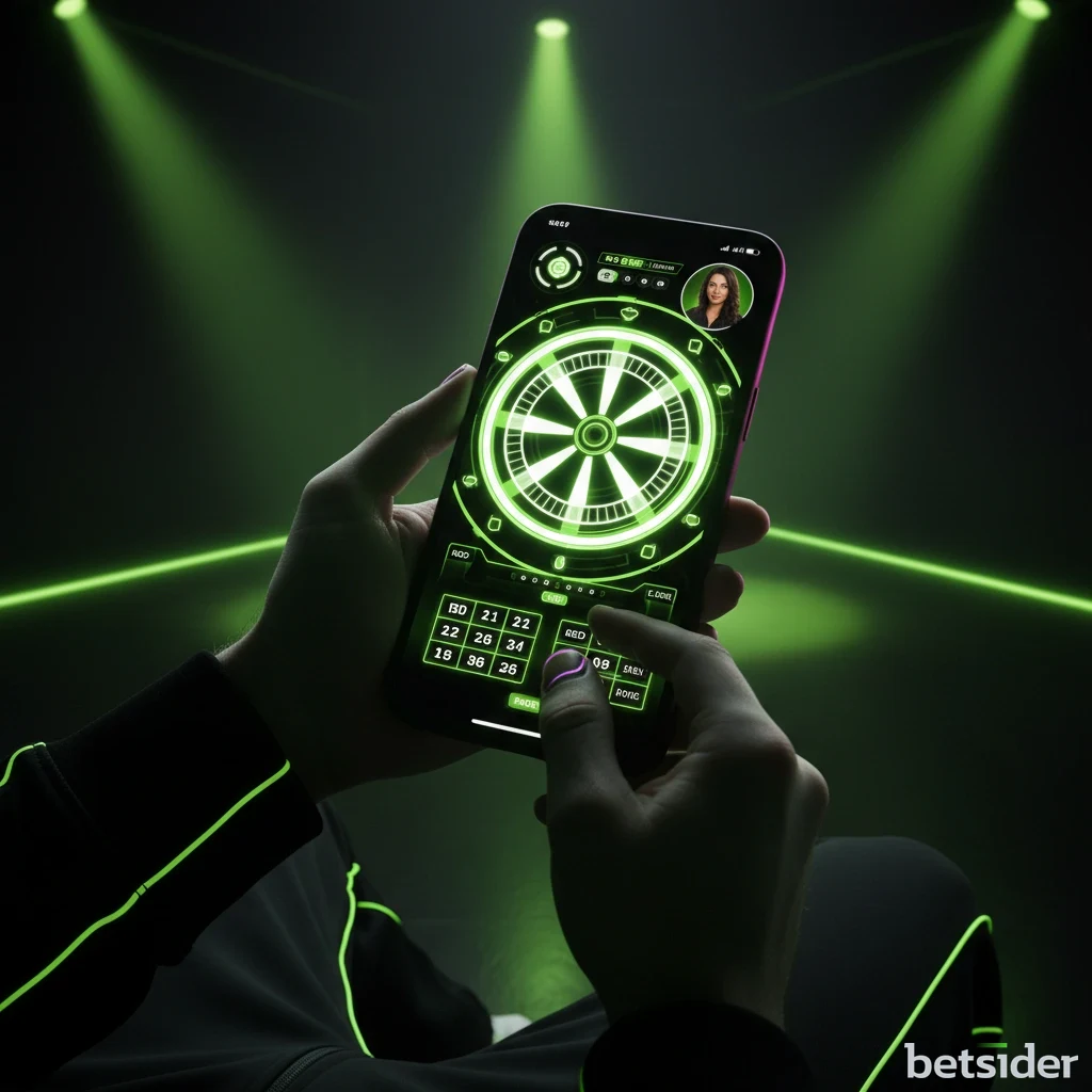 Una persona che gioca alla roulette live di Betsider su uno smartphone.