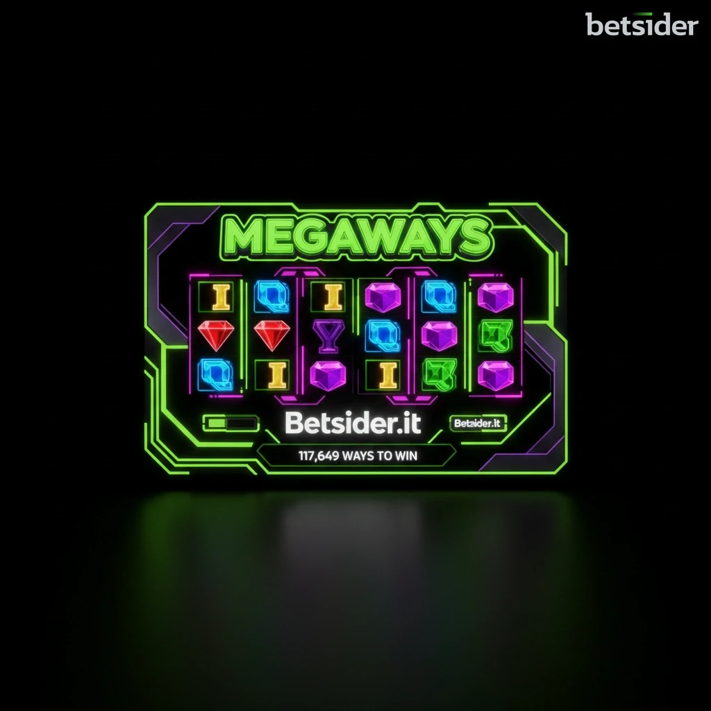 Schermata di una slot machine Megaways che mostra un gran numero di simboli e modi per vincere.
